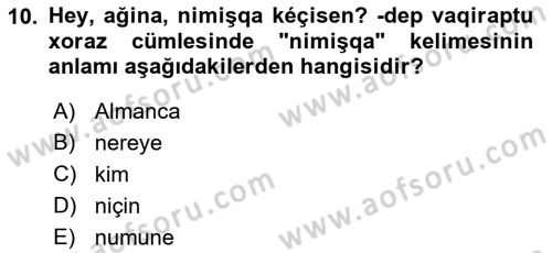 Çağdaş Türk Yazı Dilleri 2 Dersi 2015 - 2016 Yılı (Vize) Ara Sınav Soruları 10. Soru