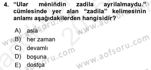 Çağdaş Türk Yazı Dilleri 2 Dersi 2015 - 2016 Yılı (Vize) Ara Sınav Soruları 4. Soru
