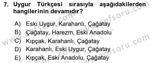Çağdaş Türk Yazı Dilleri 2 Dersi 2015 - 2016 Yılı (Vize) Ara Sınav Soruları 7. Soru