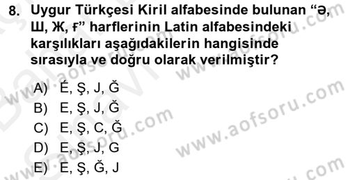 Çağdaş Türk Yazı Dilleri 2 Dersi 2015 - 2016 Yılı (Vize) Ara Sınav Soruları 8. Soru