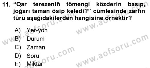 Çağdaş Türk Yazı Dilleri 2 Dersi 2015 - 2016 Yılı Tek Ders Sınav Soruları 11. Soru