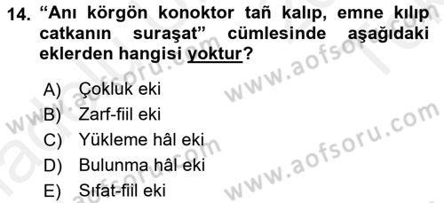 Çağdaş Türk Yazı Dilleri 2 Dersi 2015 - 2016 Yılı Tek Ders Sınav Soruları 14. Soru