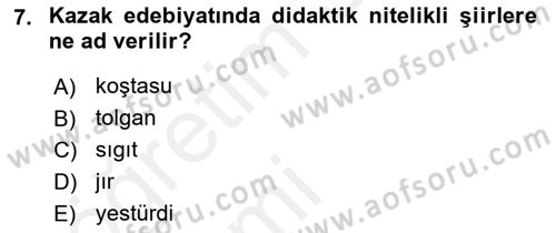 Çağdaş Türk Yazı Dilleri 2 Dersi 2015 - 2016 Yılı Tek Ders Sınav Soruları 7. Soru