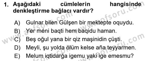 Çağdaş Türk Yazı Dilleri 2 Dersi 2016 - 2017 Yılı (Vize) Ara Sınav Soruları 1. Soru