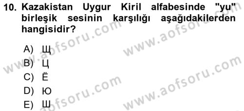 Çağdaş Türk Yazı Dilleri 2 Dersi 2016 - 2017 Yılı (Vize) Ara Sınav Soruları 10. Soru
