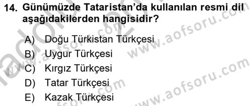 Çağdaş Türk Yazı Dilleri 2 Dersi 2016 - 2017 Yılı (Vize) Ara Sınav Soruları 14. Soru