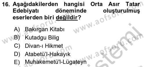 Çağdaş Türk Yazı Dilleri 2 Dersi 2016 - 2017 Yılı (Vize) Ara Sınav Soruları 16. Soru