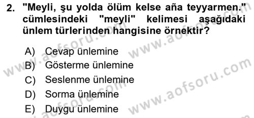 Çağdaş Türk Yazı Dilleri 2 Dersi 2016 - 2017 Yılı (Vize) Ara Sınav Soruları 2. Soru