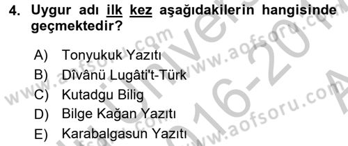 Çağdaş Türk Yazı Dilleri 2 Dersi 2016 - 2017 Yılı (Vize) Ara Sınav Soruları 4. Soru