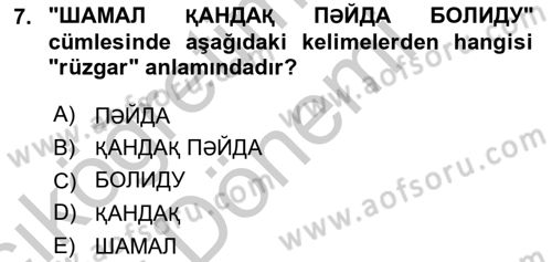 Çağdaş Türk Yazı Dilleri 2 Dersi 2016 - 2017 Yılı (Vize) Ara Sınav Soruları 7. Soru