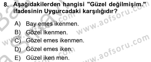 Çağdaş Türk Yazı Dilleri 2 Dersi 2016 - 2017 Yılı (Vize) Ara Sınav Soruları 8. Soru