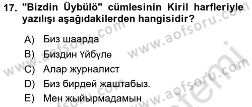 Çağdaş Türk Yazı Dilleri 2 Dersi 2016 - 2017 Yılı (Final) Dönem Sonu Sınav Soruları 17. Soru