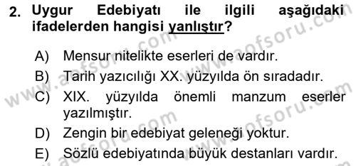 Çağdaş Türk Yazı Dilleri 2 Dersi 2017 - 2018 Yılı (Vize) Ara Sınav Soruları 2. Soru