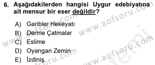 Çağdaş Türk Yazı Dilleri 2 Dersi 2017 - 2018 Yılı (Vize) Ara Sınav Soruları 6. Soru