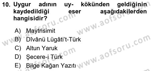 Çağdaş Türk Yazı Dilleri 2 Dersi 2018 - 2019 Yılı (Vize) Ara Sınav Soruları 10. Soru