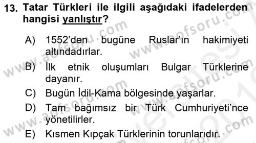 Çağdaş Türk Yazı Dilleri 2 Dersi 2018 - 2019 Yılı (Vize) Ara Sınav Soruları 13. Soru