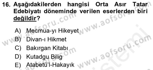 Çağdaş Türk Yazı Dilleri 2 Dersi 2018 - 2019 Yılı (Vize) Ara Sınav Soruları 16. Soru