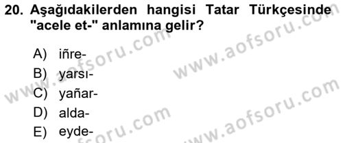 Çağdaş Türk Yazı Dilleri 2 Dersi 2018 - 2019 Yılı (Vize) Ara Sınav Soruları 20. Soru