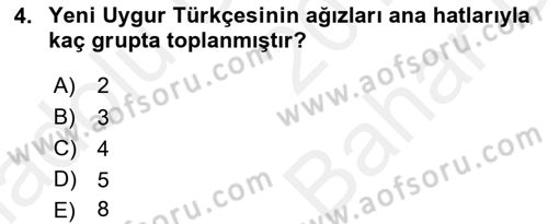 Çağdaş Türk Yazı Dilleri 2 Dersi 2018 - 2019 Yılı (Vize) Ara Sınav Soruları 4. Soru