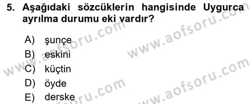 Çağdaş Türk Yazı Dilleri 2 Dersi 2018 - 2019 Yılı (Vize) Ara Sınav Soruları 5. Soru