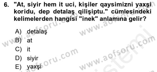 Çağdaş Türk Yazı Dilleri 2 Dersi 2018 - 2019 Yılı (Vize) Ara Sınav Soruları 6. Soru