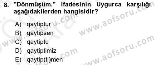 Çağdaş Türk Yazı Dilleri 2 Dersi 2018 - 2019 Yılı (Vize) Ara Sınav Soruları 8. Soru