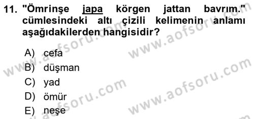 Çağdaş Türk Yazı Dilleri 2 Dersi 2018 - 2019 Yılı (Final) Dönem Sonu Sınav Soruları 11. Soru