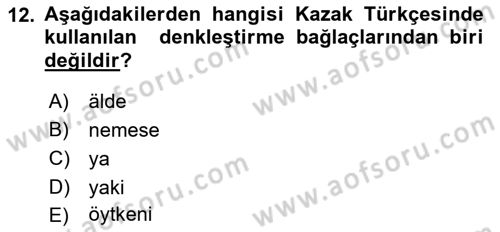 Çağdaş Türk Yazı Dilleri 2 Dersi 2018 - 2019 Yılı (Final) Dönem Sonu Sınav Soruları 12. Soru