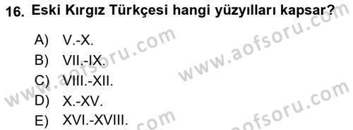 Çağdaş Türk Yazı Dilleri 2 Dersi 2018 - 2019 Yılı (Final) Dönem Sonu Sınav Soruları 16. Soru
