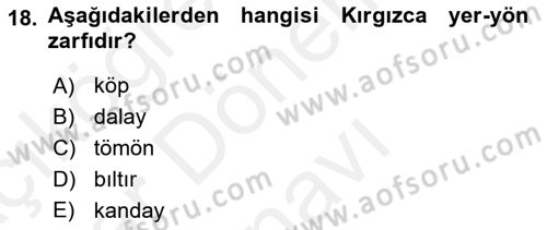 Çağdaş Türk Yazı Dilleri 2 Dersi 2018 - 2019 Yılı (Final) Dönem Sonu Sınav Soruları 18. Soru