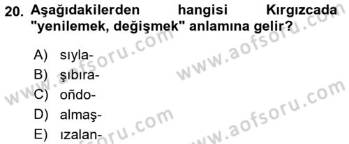 Çağdaş Türk Yazı Dilleri 2 Dersi 2018 - 2019 Yılı (Final) Dönem Sonu Sınav Soruları 20. Soru