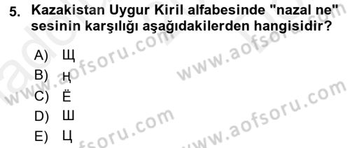 Çağdaş Türk Yazı Dilleri 2 Dersi 2018 - 2019 Yılı (Final) Dönem Sonu Sınav Soruları 5. Soru