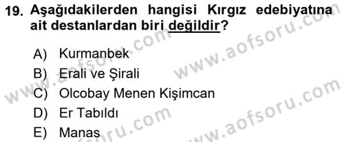 Çağdaş Türk Yazı Dilleri 2 Dersi 2018 - 2019 Yılı Yaz Okulu Sınav Soruları 19. Soru