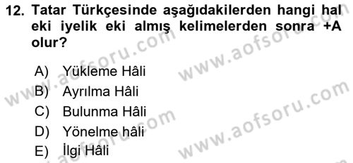 Çağdaş Türk Yazı Dilleri 2 Dersi 2021 - 2022 Yılı (Vize) Ara Sınav Soruları 12. Soru