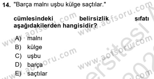 Çağdaş Türk Yazı Dilleri 2 Dersi 2021 - 2022 Yılı (Vize) Ara Sınav Soruları 14. Soru