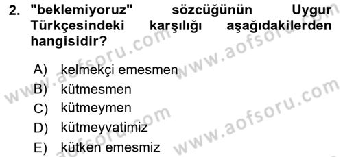 Çağdaş Türk Yazı Dilleri 2 Dersi 2021 - 2022 Yılı (Vize) Ara Sınav Soruları 2. Soru