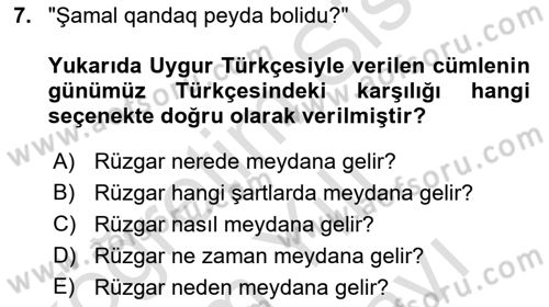Çağdaş Türk Yazı Dilleri 2 Dersi 2021 - 2022 Yılı (Vize) Ara Sınav Soruları 7. Soru
