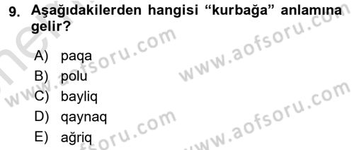 Çağdaş Türk Yazı Dilleri 2 Dersi 2021 - 2022 Yılı (Vize) Ara Sınav Soruları 9. Soru