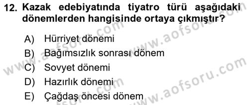 Çağdaş Türk Yazı Dilleri 2 Dersi 2021 - 2022 Yılı (Final) Dönem Sonu Sınav Soruları 12. Soru
