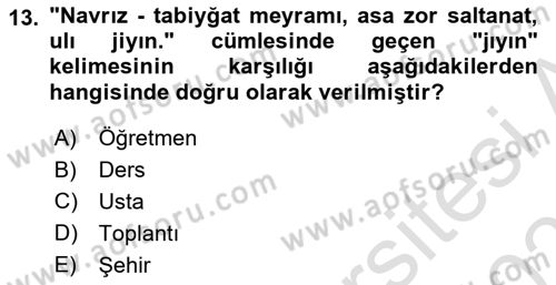Çağdaş Türk Yazı Dilleri 2 Dersi 2021 - 2022 Yılı (Final) Dönem Sonu Sınav Soruları 13. Soru