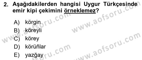 Çağdaş Türk Yazı Dilleri 2 Dersi 2021 - 2022 Yılı (Final) Dönem Sonu Sınav Soruları 2. Soru