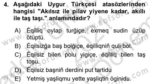 Çağdaş Türk Yazı Dilleri 2 Dersi 2021 - 2022 Yılı (Final) Dönem Sonu Sınav Soruları 4. Soru
