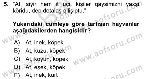 Çağdaş Türk Yazı Dilleri 2 Dersi 2021 - 2022 Yılı (Final) Dönem Sonu Sınav Soruları 5. Soru