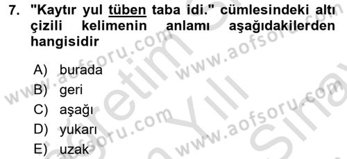 Çağdaş Türk Yazı Dilleri 2 Dersi 2021 - 2022 Yılı (Final) Dönem Sonu Sınav Soruları 7. Soru