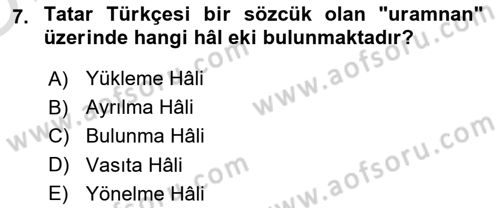 Çağdaş Türk Yazı Dilleri 2 Dersi 2022 - 2023 Yılı Yaz Okulu Sınavı 7. Soru