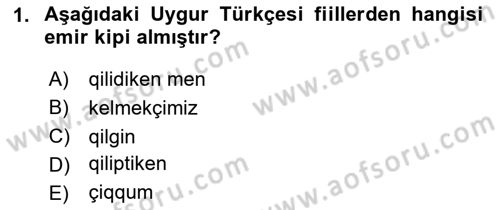 Çağdaş Türk Yazı Dilleri 2 Dersi 2023 - 2024 Yılı (Vize) Ara Sınav Soruları 1. Soru