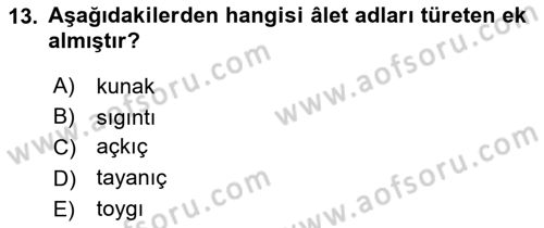 Çağdaş Türk Yazı Dilleri 2 Dersi 2023 - 2024 Yılı (Vize) Ara Sınav Soruları 13. Soru
