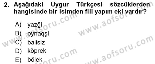 Çağdaş Türk Yazı Dilleri 2 Dersi 2023 - 2024 Yılı (Vize) Ara Sınav Soruları 2. Soru
