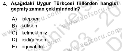Çağdaş Türk Yazı Dilleri 2 Dersi 2023 - 2024 Yılı (Vize) Ara Sınav Soruları 4. Soru