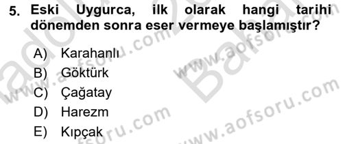 Çağdaş Türk Yazı Dilleri 2 Dersi 2023 - 2024 Yılı (Vize) Ara Sınav Soruları 5. Soru